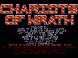 Title screen of Chariots Of Wrath on the Commodore Amiga.